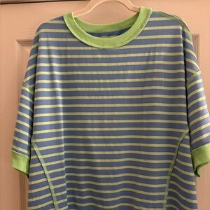 Oversized Striped Blue and Green Shirt will fit M-16